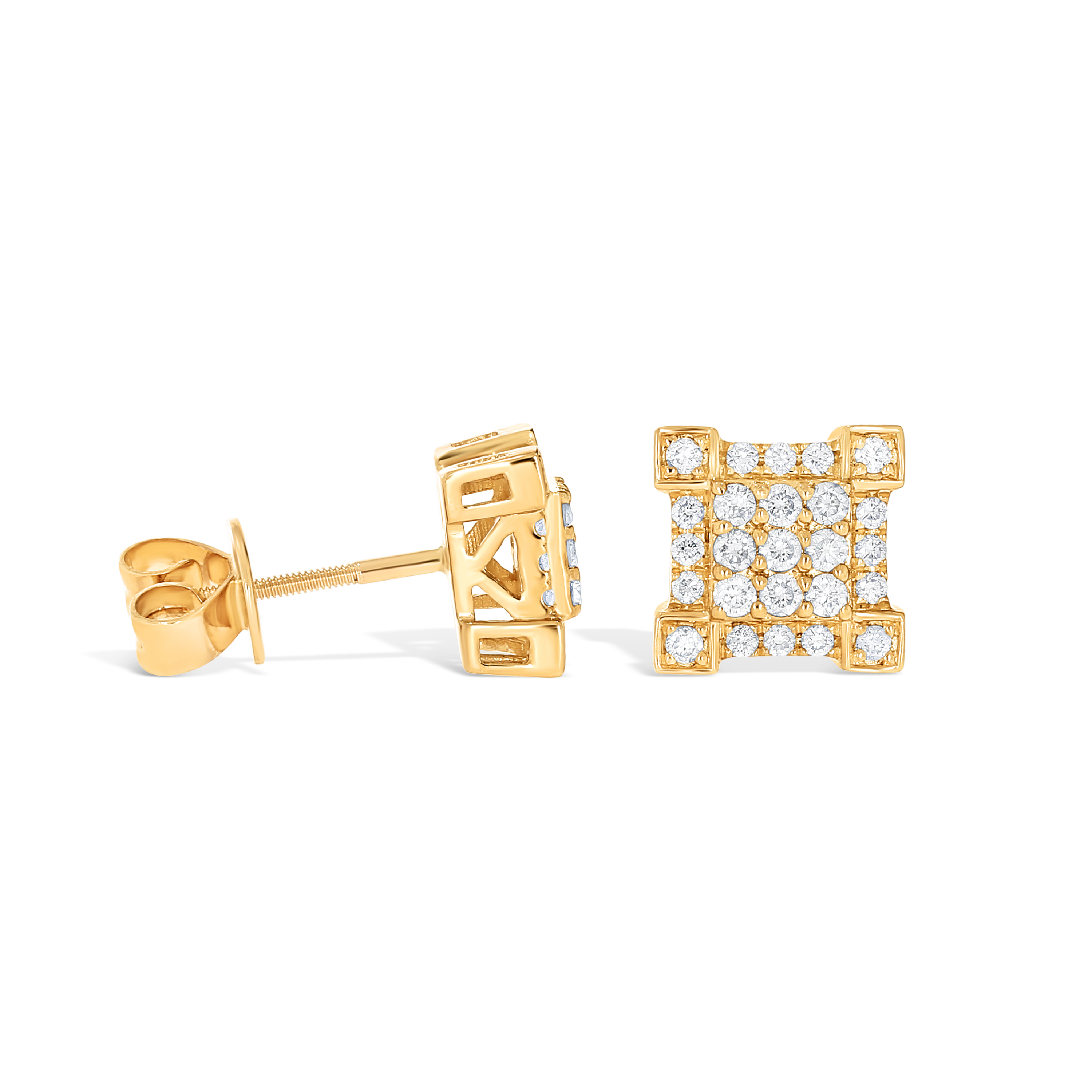 Square Diamond Earrings 0.55 ct. 10k Yellow Gold